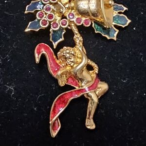 Gold and Red Angel Brooch